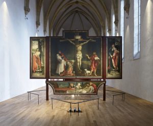 Vue du Retable d’Issenheim dans la chapelle, Cloître.